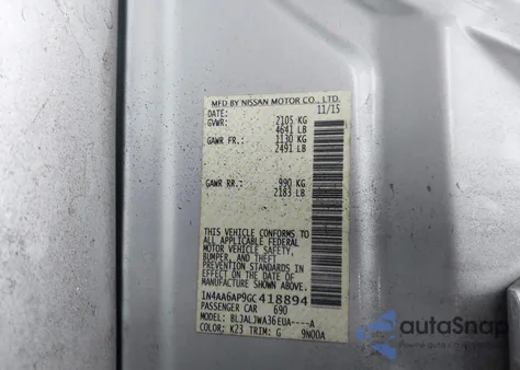 2016 Nissan Maxima 3.5 Sv from USA, damaged, VIN 1N4AA6AP9GC418894